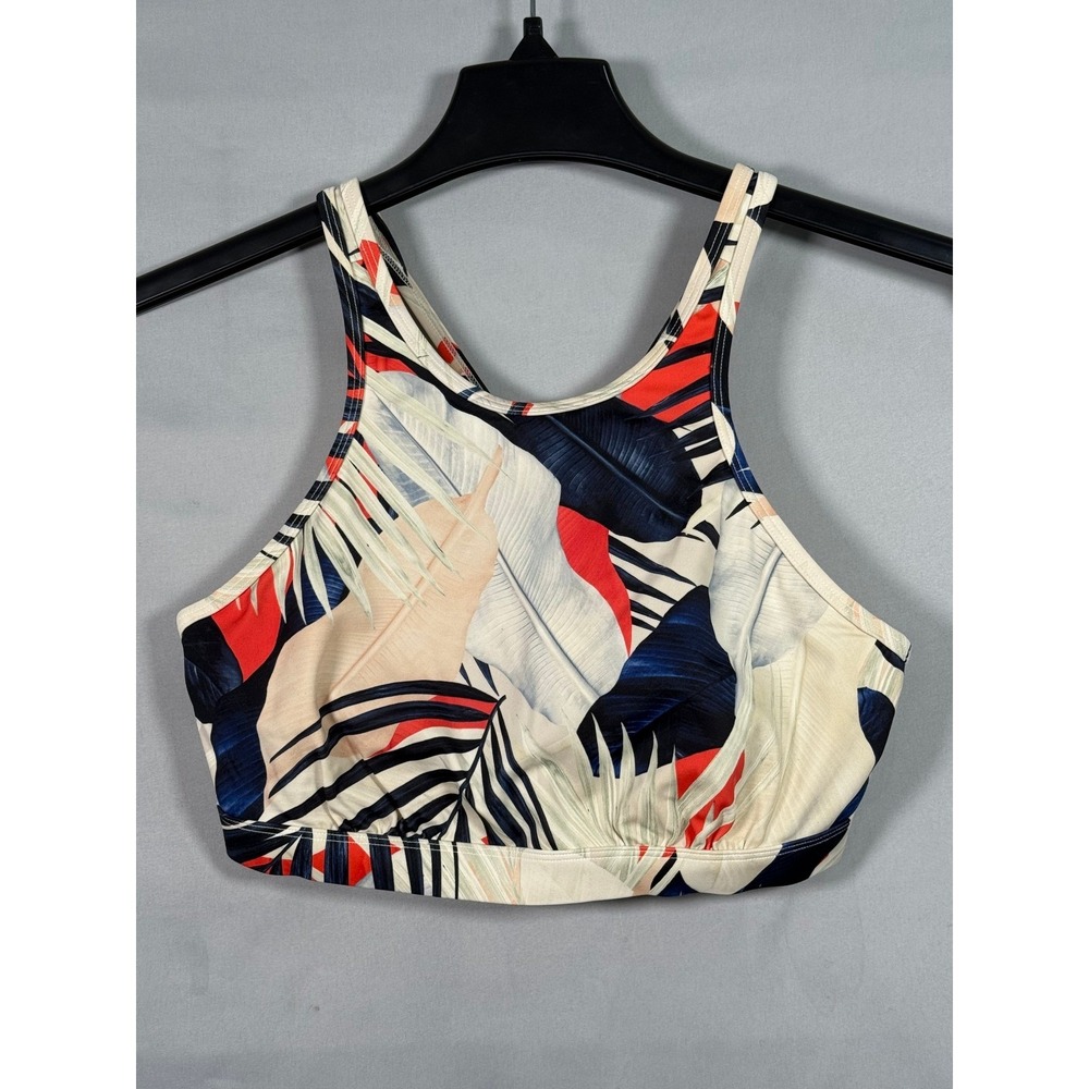 Athleta Tropical Leaf Print Sports Bra Twist Back Support 34D/DD - Picture 1 of 13